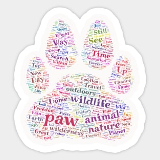 Paw Animal Silhouette Shape Text Word Cloud Sticker